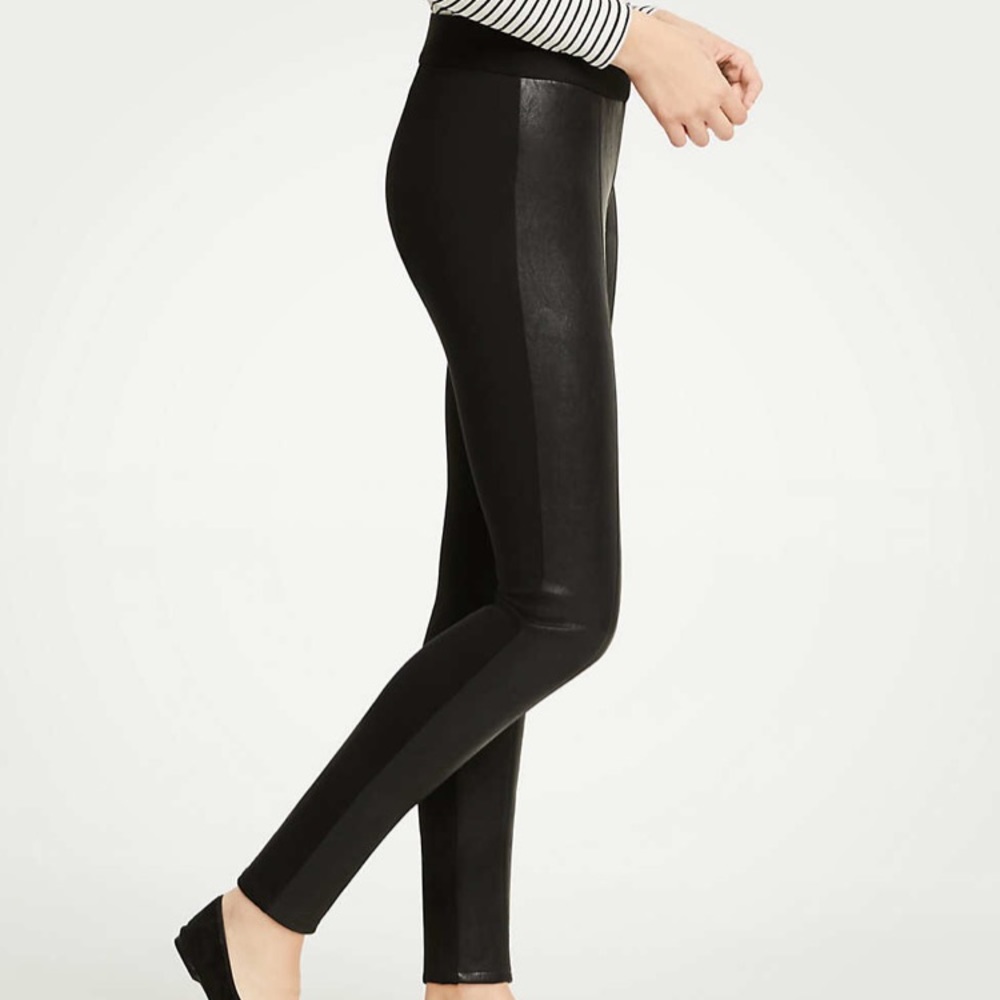 Ann Taylor Faux Leather Ponte Leggings, NWT